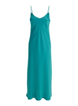 Light Blue Slip Dress With V Neckline In Satin Woman