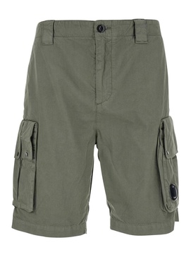Green Bermuda Pants With Belt Loops And Two Maxi Patch Pockets On The Side In Cotton Man