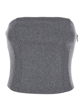 'Selina' Grey Cropped Top With Pence In Wool Woman