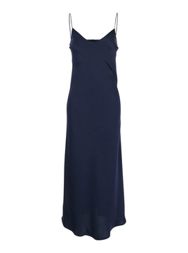 Blue Dress With Thin Straps In Fabric Woman