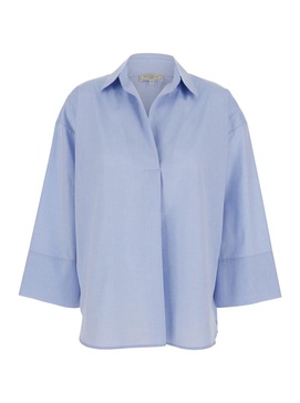 'Alighieri' Blue Shirt With V Neck And Wide Sleeves In Cotton Woman