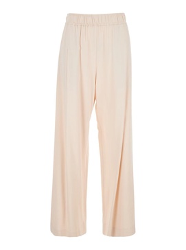 Pink Pants With Elastic Waist And Pences In Viscose Blend Woman