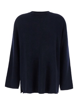 Blue Relaxed Crewneck Sweater In Cashmere Woman