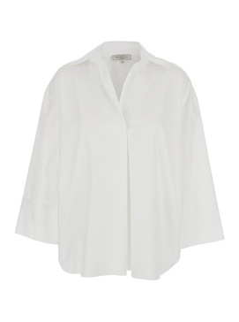 'Alighieri' White Shirt With V Neck And Wide Sleeves In Cotton Woman