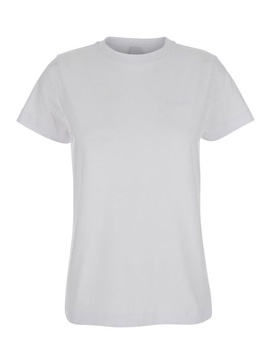 'Start' White Crewneck T-Shirt with Tonal Logo Lettering on the Front in Cotton Woman