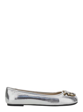 Metallic 'Gioia 03' Ballet Shoes with Love Birds Diamond Cut Logo on the Front in Laminated Leather Woman