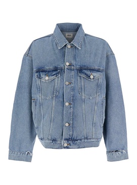 'stefano' Light Blue Jacket With Classic Collar In Denim Man