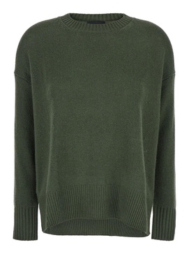 Dark Green Crewneck Sweater in Cashmere Woman