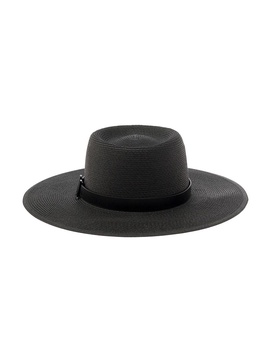 Black Fedora Hat with M Logo Detail in Techno Fabric Woman