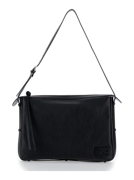 'Simply Fendi Large' Black Shoulder Bag with FF Detail in Leather Woman