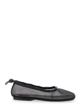 'Gill' Black Ballerinas with Semi-Transparent Mesh Design and Adjustable Drawstring in Tech Fabric Woman