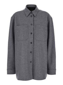 'Tina' Grey Oversize Shirt in Wool Woman