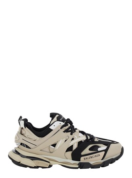 'Track' Beige and Black Low Top Sneakers with Logo Detail in Mesh and Nylon Man