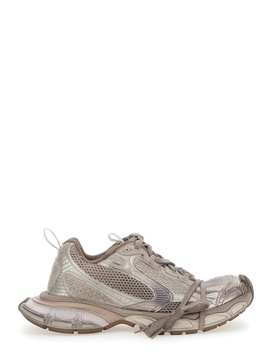 '3XL' Grey Low Top Sneakers with Logo Detail in Tech Fabric Man