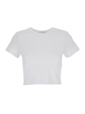 White Cropped Tee in White Cotton Woman
