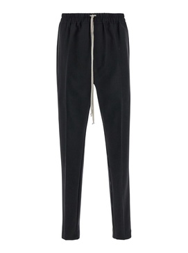 Black Pants With Oversize Drawstring In Wool Man