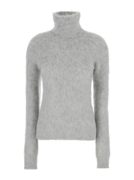 "Elgar" Grey Swater with Turtleneck in Alpaca Woman