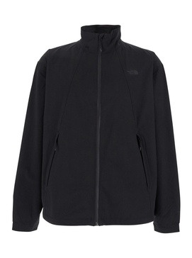 Black Jacket with High Neck and Embossed Logo on the Front in Tech Fabric Stretch Man