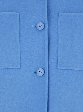 'Susanna' Blue Cropped Jacket with Korean Collar in Virgin Wool Woman