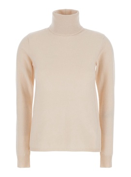 'Sestri' White Turtleneck Sweater in Wool and Cashmere Blend Woman