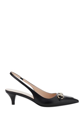 'Erin' Black Pumps with Horsebit Detail in Leather Woman