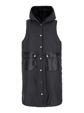 'Florian' Black Sleeveless Down Jacket with Patch Pockets in Tech Fabric Woman