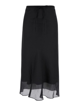 Black Double-Layer Long Skirt in Viscose Blend Woman