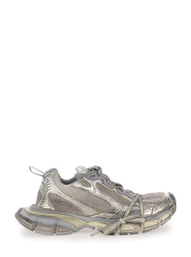 '3XL' Metallic Low Top Sneakers with Logo Detail in Tech Fabric Woman