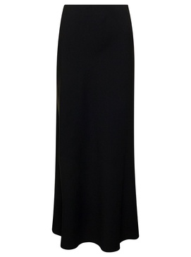 Black 'Midi' Skirt with Volant Detail at the End in Satin Woman