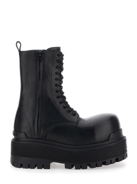 Balenciaga Black Ankle Boots With Logo Plaque On The Front And Side Zips In Leather Man