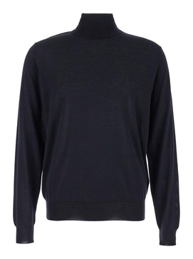 Blue Turtleneck with Long Sleeves in Wool Man