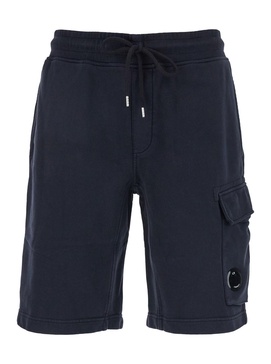 C.P. Company Blue Shorts With Lens Motif On The Leg In Cotton Man