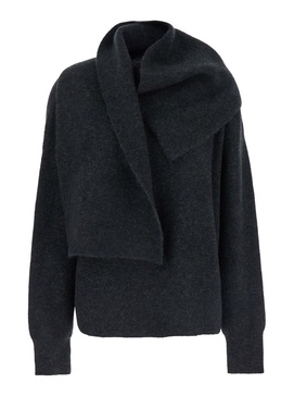 Black Draped Sweater in Polyamid Blend Woman