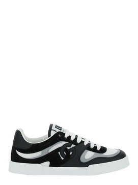 'Portofino' Black and White Sneakers with Logo Patch on the Tongue and Logo Detail on the Side in Leather Blend Man