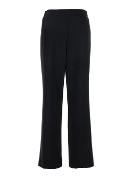 Black Pants with Elastic Rear Waist and Wide Leg in Tech Fabric Woman