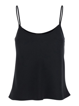 Black Top with Spaghetti Straps in Satin Woman