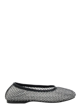 'Lorain' Black Ballerinas with Mesh Design and Beaded Decorations in Tech Fabric Woman