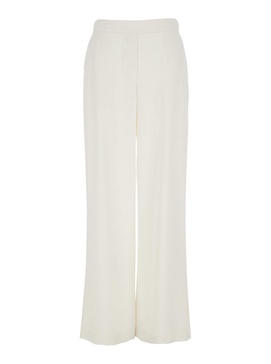 White Pants with Wide Leg and Elastic Rear Waist in Tech Fabric Woman