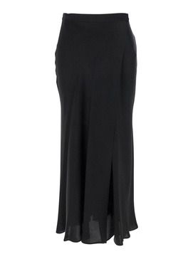 'Ambra' Black Skirt with Wrap Design in Silk Blend Woman
