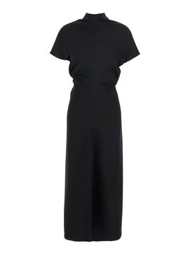 Black High Neck Dress in Cady for Women
