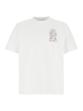 'Le Passage' White Crewneck T-Shirt with Logo Detail on the Front and Maxi Logo Print on the Rear in Cotton Man