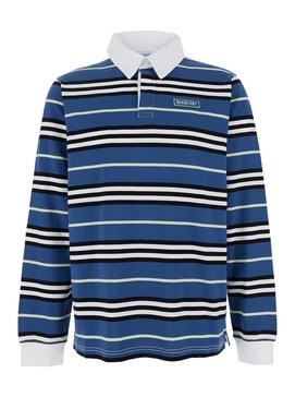 Multicolor Polo Shirt with Logo Patch on the Front and All-Over Striped Motif in Cotton Man