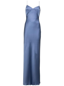 Long Light Blue Slip Dress in Acetate Blend Woman