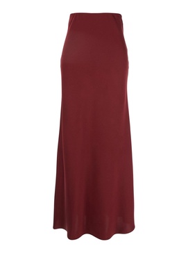 Bordeaux Long Skirt  with Volant Detail at the End in Satin Woman