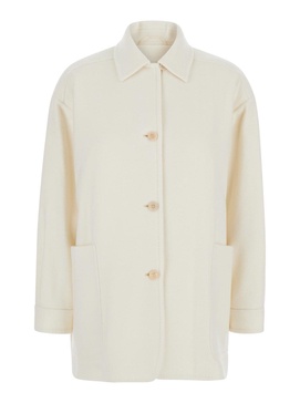 'Eligio' White Single-Breasted Jacket with Patch Pockets in Wool Woman
