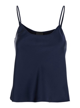 Blue Top with Spaghetti Straps in Satin Woman