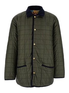 'La Veste Matelassée' Green Reversible Jacket with Embroidered Logo on the Front in Tech Fabric Man