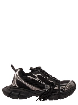 '3XL' Black Low Top Sneakers with Logo Detail in Tech Fabric Man