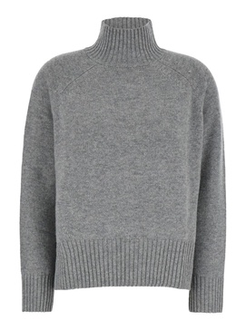 Grey High Neck Sweater in Wool and Cashmere Woman