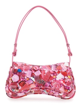 'Play'  Pink Handbag with Oval D Logo Plaque on the Front and All-Over Graphic Print in Ecoleathe Woman